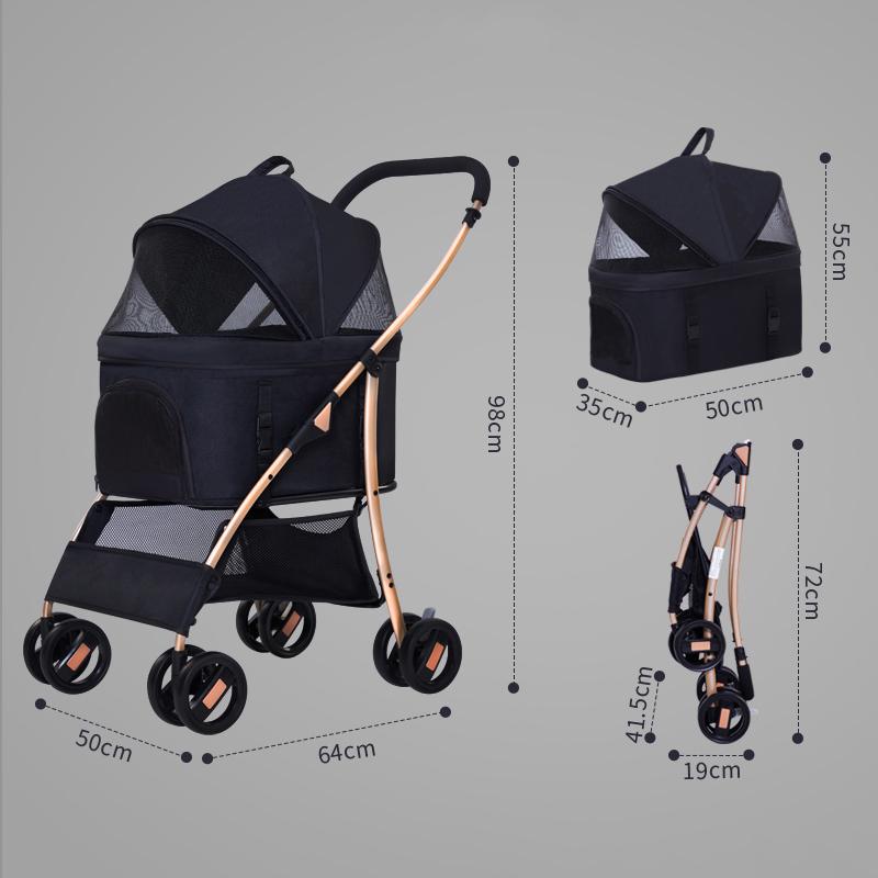 Dog Stroller Luxury 4 Wheels Pet