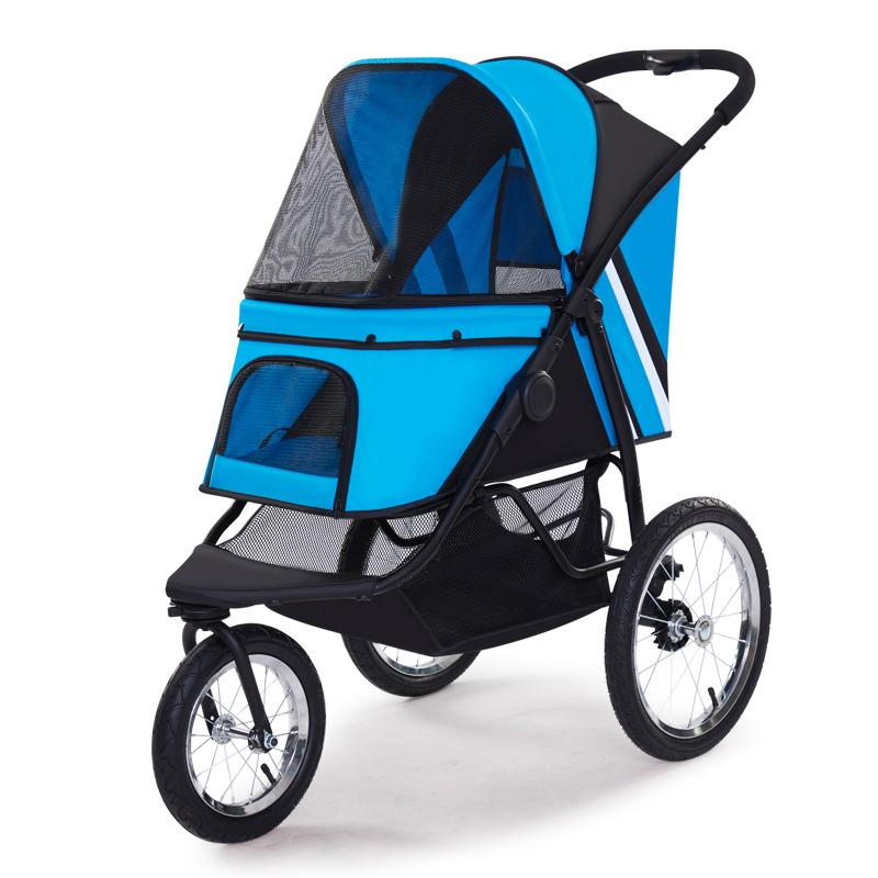 Pet Stroller Carrier Travel With Large Wheels