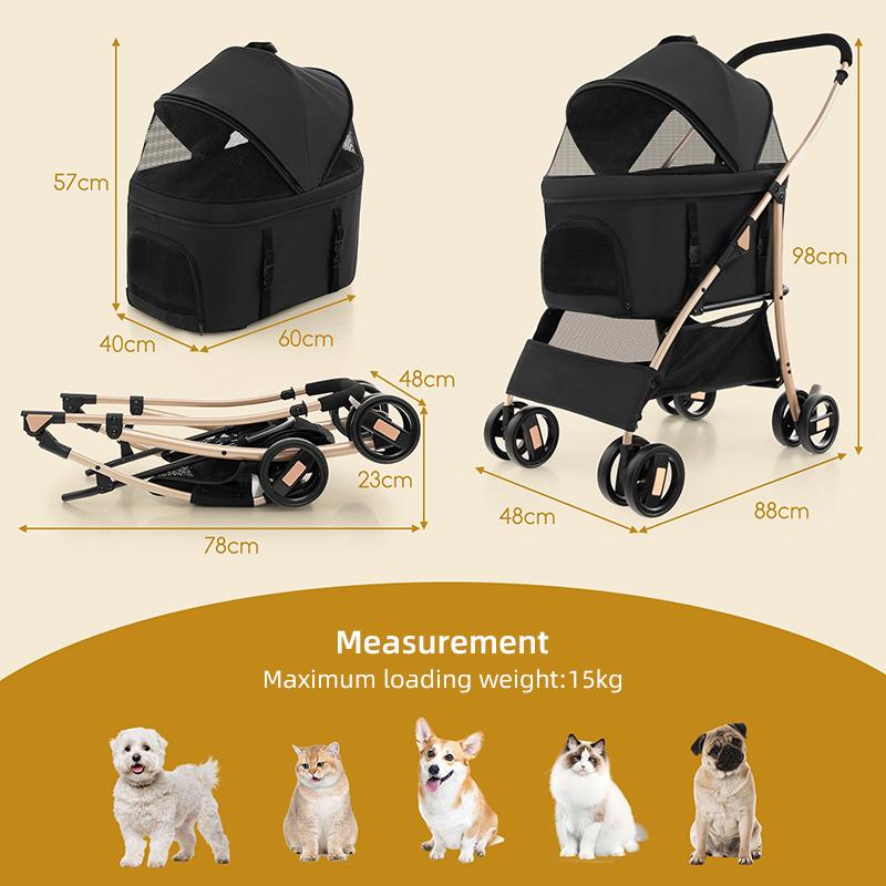 Dog Stroller Luxury 4 Wheels Pet