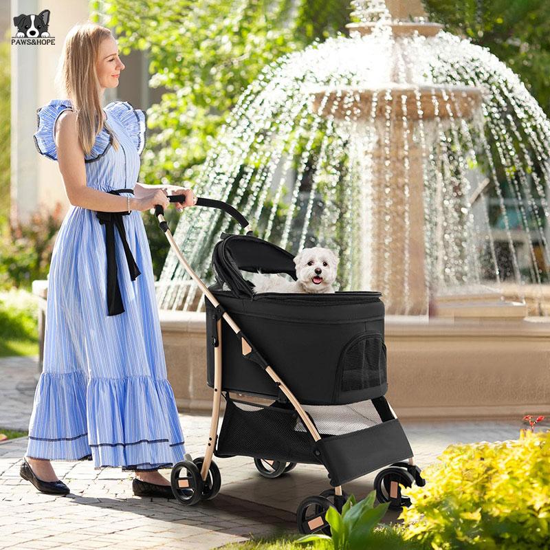 Dog Stroller Luxury 4 Wheels Pet