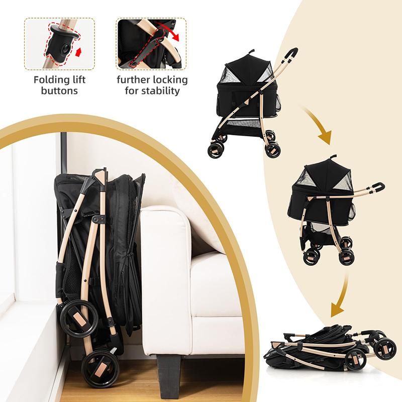 Dog Stroller Luxury 4 Wheels Pet