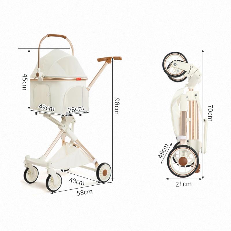 4 Wheels Lightweight Folding Cat Dog Stroller