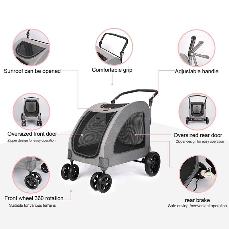 Luxury 4 Wheels Lightweight Foldable Pet Stroller