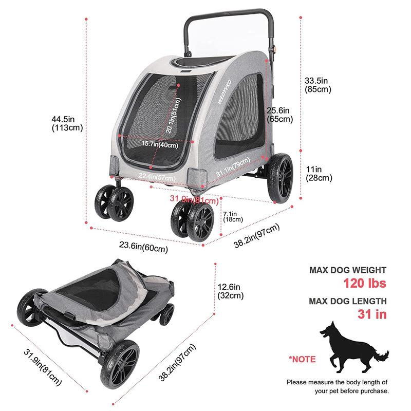 Luxury 4 Wheels Lightweight Foldable Pet Stroller