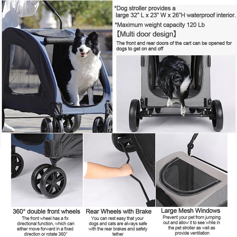 Luxury 4 Wheels Lightweight Foldable Pet Stroller