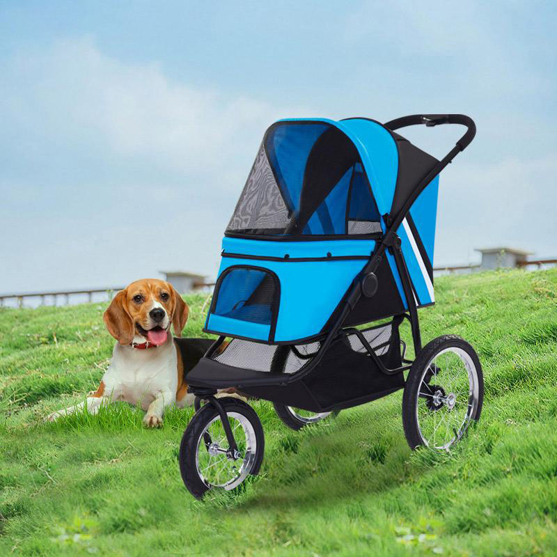 Pet Stroller Carrier Travel With Large Wheels