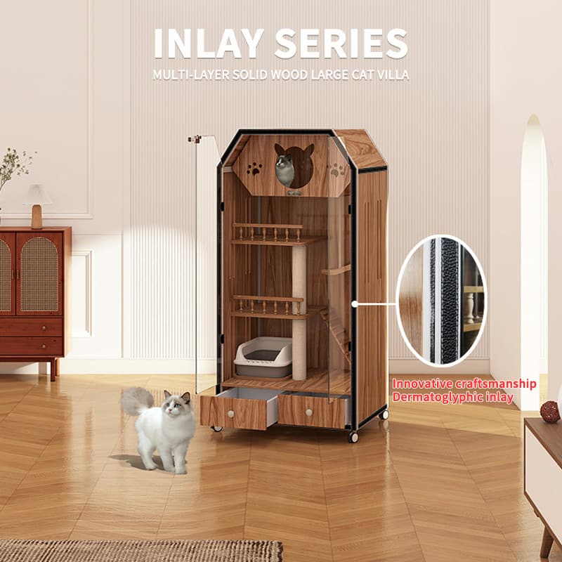 Cat Villa Household Solid Wood Cat Cabinet