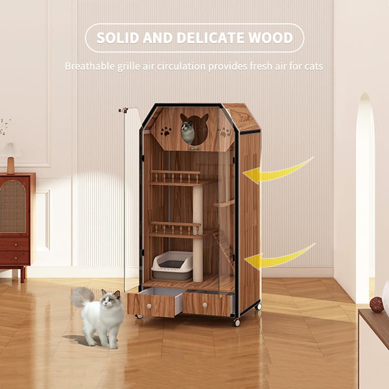 Cat Villa Household Solid Wood Cat Cabinet