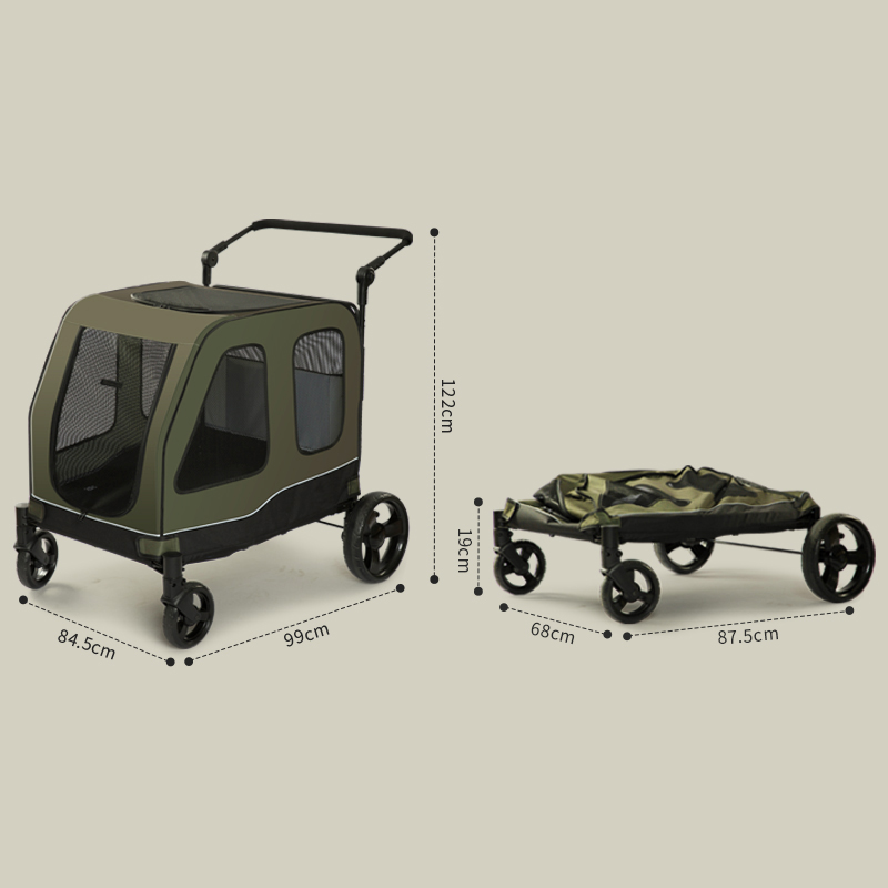 Large 4 Wheels Folding Pet Dog And Cat Travel Carrier Carriage