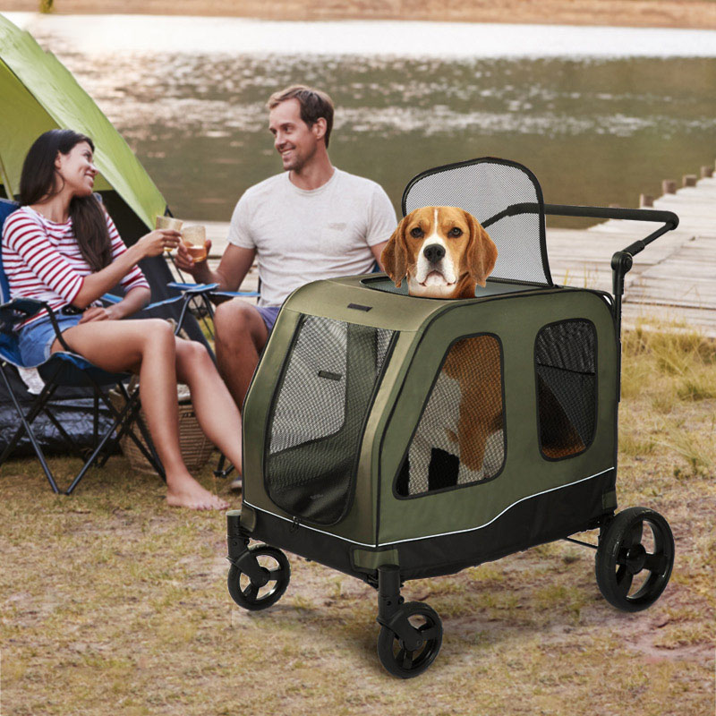 Large 4 Wheels Folding Pet Dog And Cat Travel Carrier Carriage