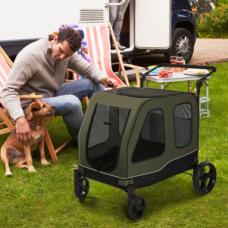 Large 4 Wheels Folding Pet Dog And Cat Travel Carrier Carriage