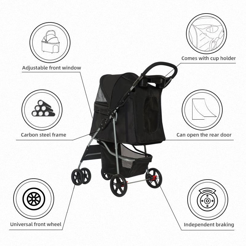 Aluminum Tube New 2-in-1 Large Capacity Pet Stroller